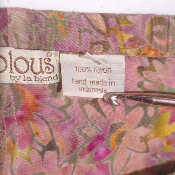 LA Blend Fairy Beaded Harem Pant M-Lg Handmade Batik Pink Green Boho Renaissance - Picture 12 of 16